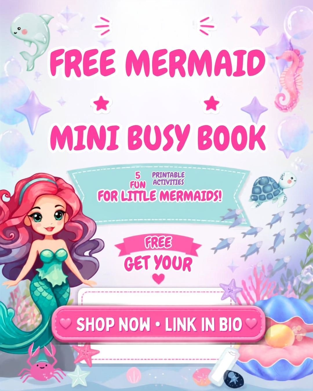 FREE Mermaid Mini Busy Book